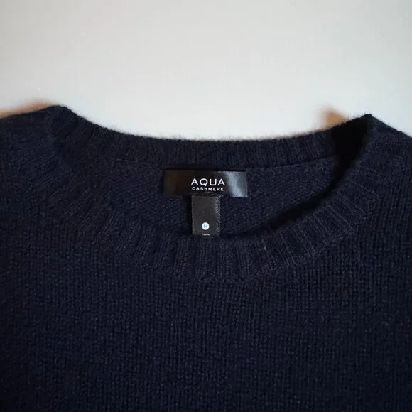 AQUA Cashmere Fringe Sweater – Navy – Size M - Picture 7 of 9